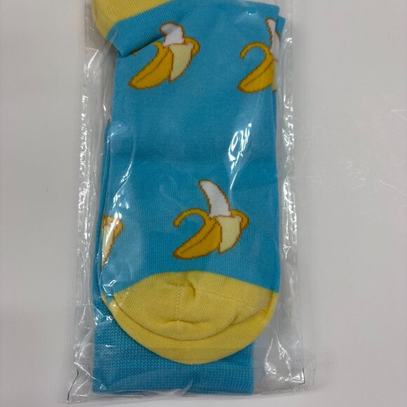 Banana Themed Crew Socks - Aqua/Yellow - Gender Neutral- OS - NWT - Picture 6 of 6